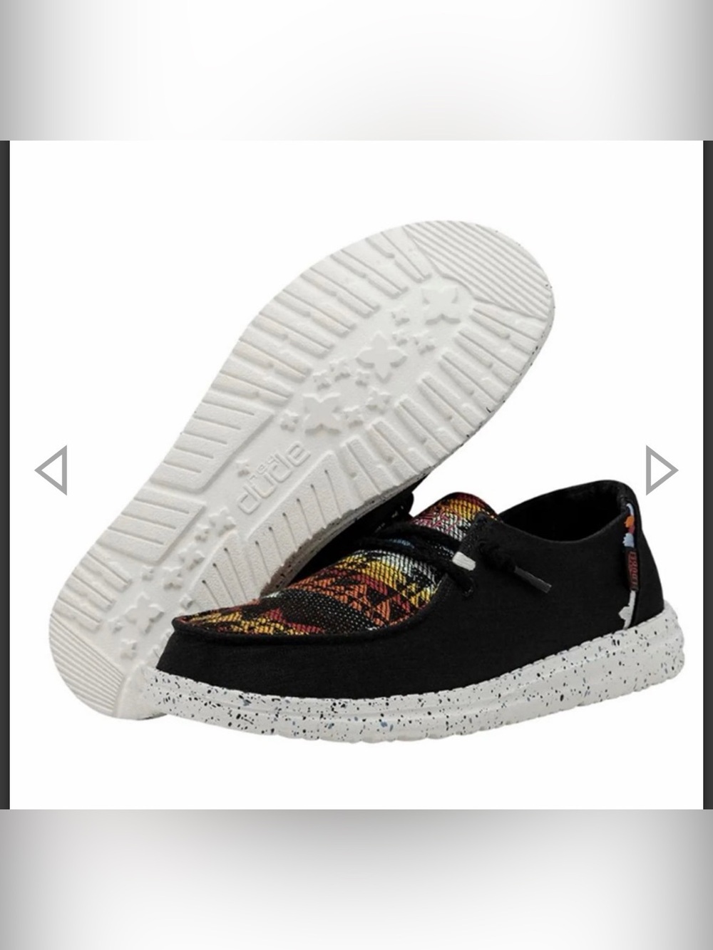 Hey Dude Wendy Black Canvas Slip-On with Multicolor Woven Accent - Picture 5 of 11
